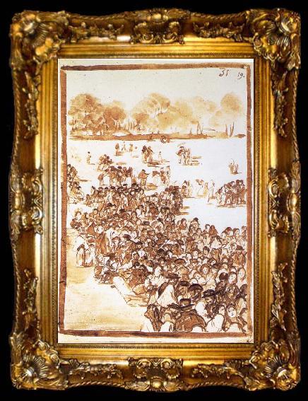 framed  Francisco Goya Crowd in a Park, ta009-2